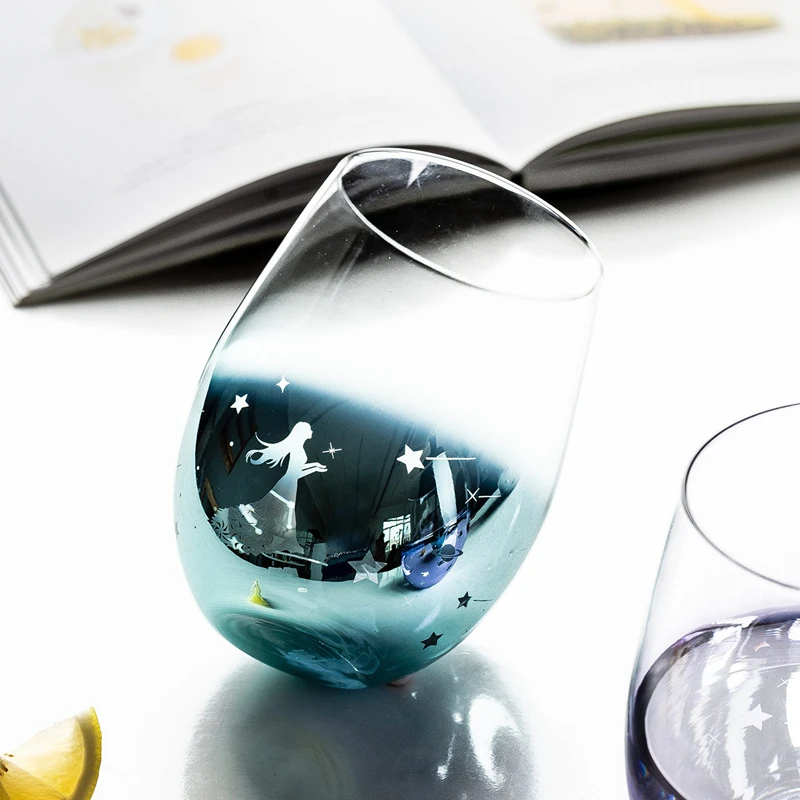 

Creative Glass Water Cup Starry Sky Wish Cup Fantasy Girls' Favorite Juice Milk Tea Egg-Shaped Cup Wine Glass Heat Resistant