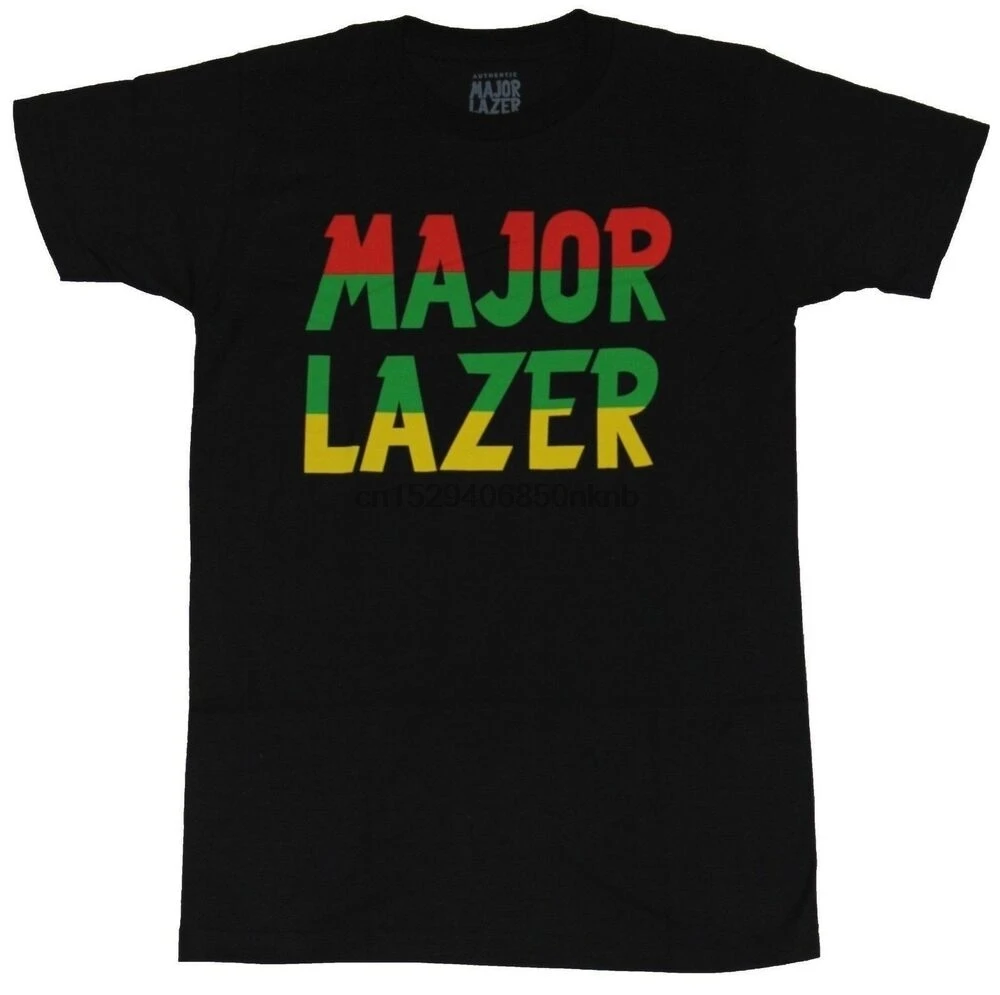 Major Lazer Mens T-Shirt - Red Green Yellow Simple Word Logo Image |