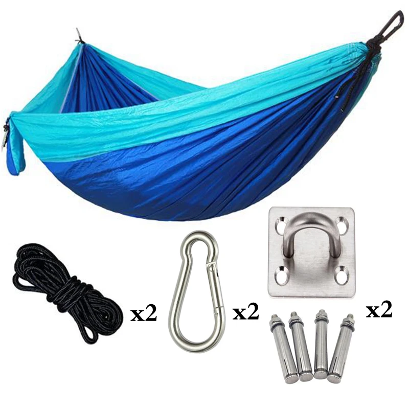 

270*140cm Portable Camping Parachute Hammock Survival Garden Outdoor Furniture Leisure Sleeping Hamaca Travel Double Hanging Bed