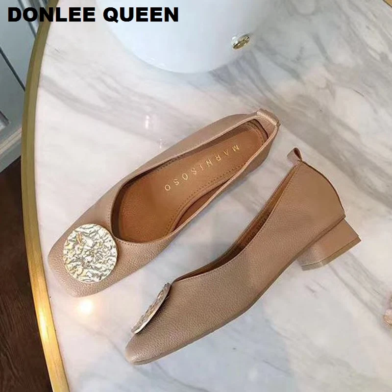 Брендовые туфли на плоской подошве с металлической пряжкой женские низком