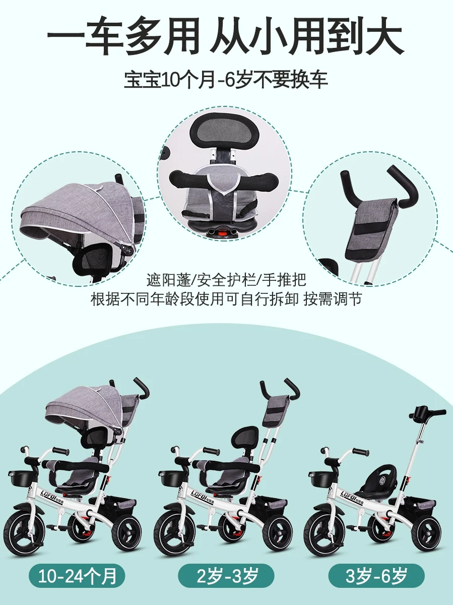 Детский трехколесный велосипед для детей от 1 до 6 лет Детская легкая складная