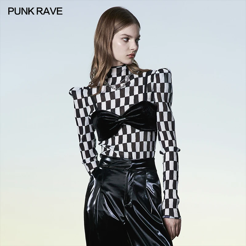 

PUNK RAVE Women's Punk "Revelation" Series Elastic Velvet Tight Fitting Sexy Suspender Bra Personality Corsets Tops Accessories