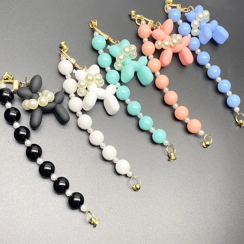 

New Fashion Pearl Phone Chain Cute 3D Dog Phone Case Chains Pendant Wrist Strap Hanging Anti-lost Accessories For Woman