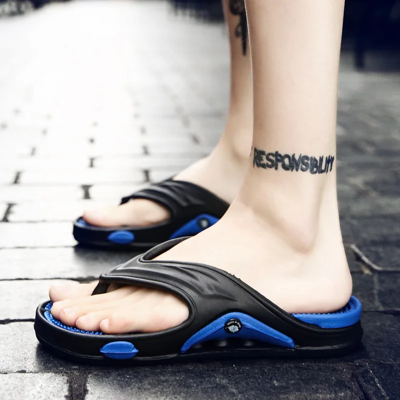 

Size 45 Massaging Slippers or Men Casual Flip Flop Summer Sandals for Man Shoes Comfy Non-slip Mens Slippers Outdoor Flip Flops