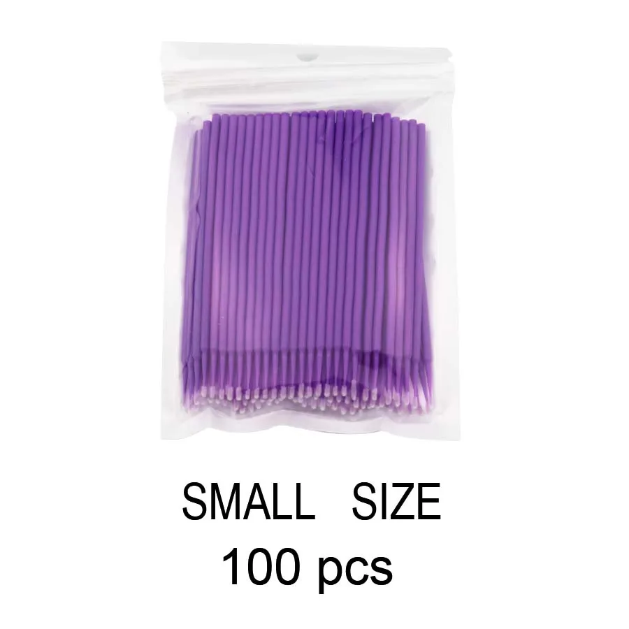 100pcs Purple Одноразовые микро-Аппликаторы кисти 100 шт. инструмент для чистки клея принадлежности для наращивания ресниц - Цвет: 100pcs Purple