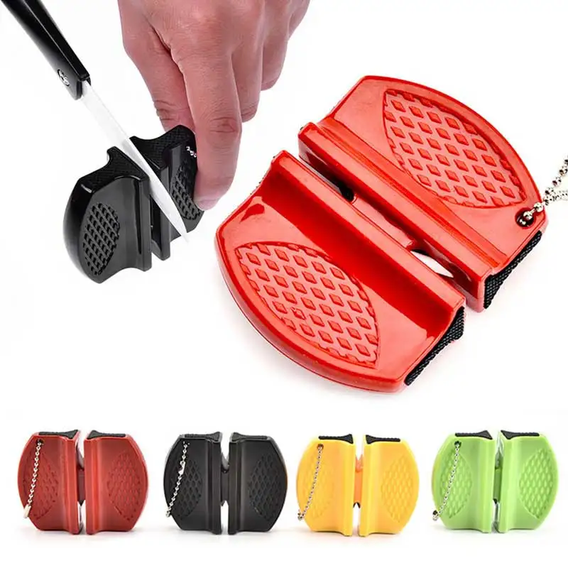 Портативная Мини точилка для ножей с керамическим стержнем двухступенчатая из