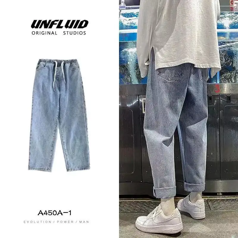 

2021New Loose Men Jeans Male Trousers Simple Design High Quality Cozy All-match Students Daily Casual Straight Denim Pants