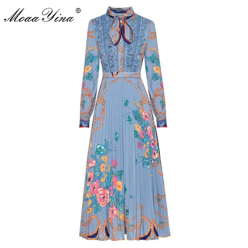 MoaaYina модное дизайнерское платье весенне-осеннее женское с длинным рукавом и