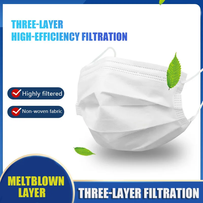 

3 Layer Disposable Face Masks 10/50/100/200/300/500pcs safe Breathable Dustproof Masks For Adult 3 ply nonwoven mouth Face Masks