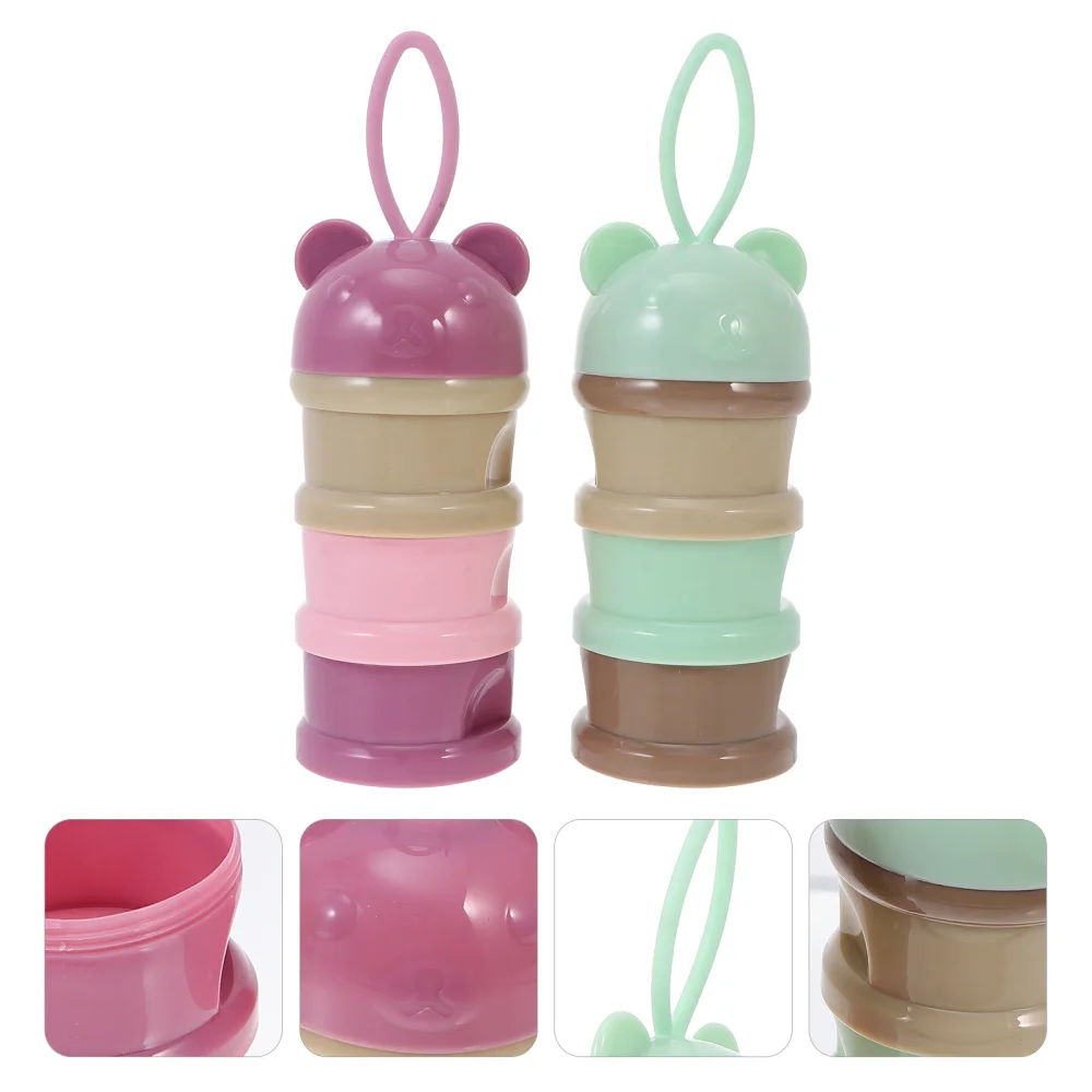

2 Sets Powder Boxes Three-Layer Storage Case Baby Formula Dispenser
