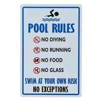 pool rules sign no diving no running no food no glass 8x12 rust free uv printed easy to mount