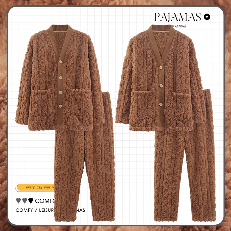 

Пижама для женщин, комплект из 2 предметов, новинка 2021, пара пижам Yu Zhaolin, мужские зимние утепленные флисовые термопижамы с флисовой подкладк...