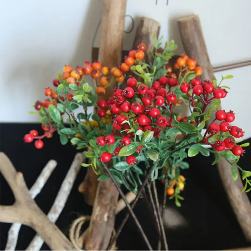Новые декоративные искусственные ягоды Холли ветка для DIY фестиваль украшения для рождественской елки украшения цветочные композиции# j