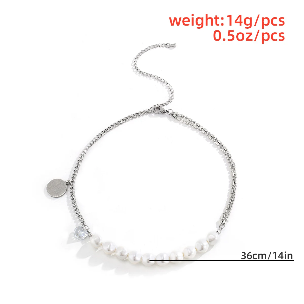 

Salircon Goth Stainless Steel Imitation Pearl Necklace for Women Kpop Aesthetic Collier Coin Beeded Chain Necklace Jewelry Gift
