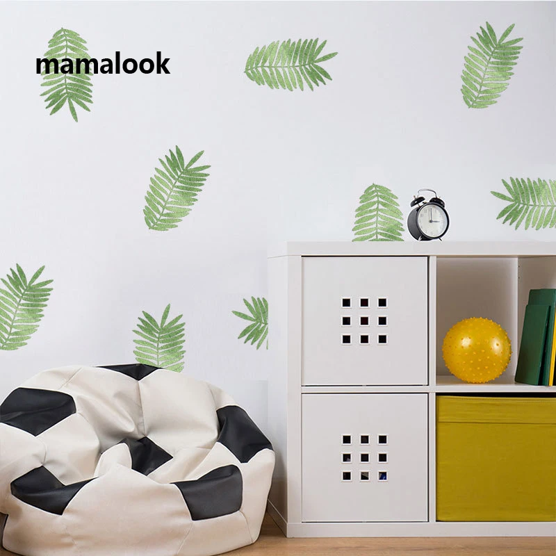 

Tropical Green Leaves PVC Wallpaper, Pastoral Style Craft Wall Sticker, Living Room Decor For, Kids Nursery Mural, 6pcs.