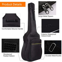 reinforced waterproof guitar bag soft interior case padded protective cover full size oxford cloth pockets thicken zipper carry
