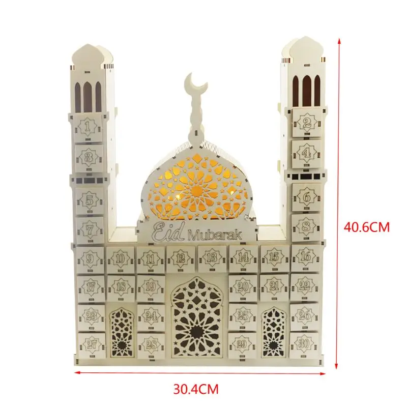 

K3NA Eid Mubarak Countdown Calendar DIY Ramadan Ornaments Wooden Drawer Home Party Decoration Crafts