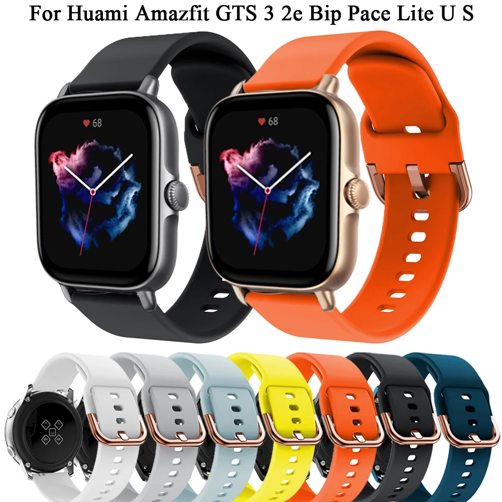 

Ремешок сменный для Huami Amazfit GTS 3 2 2e Bip U S Pace Lite, силиконовый браслет для смарт-часов Huami Amazfit GTR 42 мм