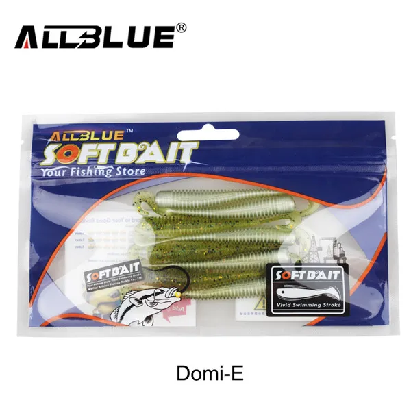 Color E ALLBLUE DOMI одинарная Мягкая приманка с хвостом 2 г/80 мм 8 шт./партия Червячные грубы силиконовая приманка isca Искусственный бас снасти - Цвет: Color E