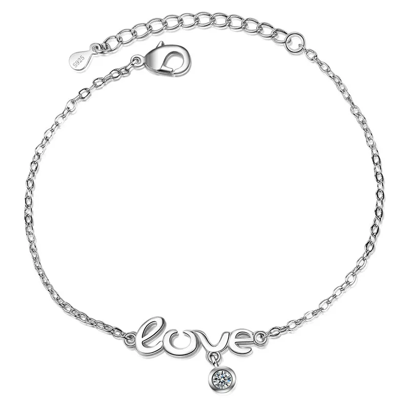 

Новое поступление, женский браслет из стерлингового серебра 925 пробы, ювелирные изделия, модные хрустальные браслеты с буквами, аксессуары ...