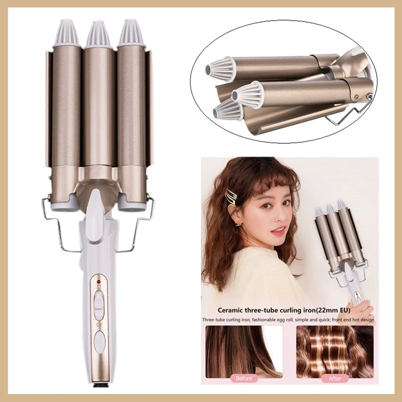 Профессиональный 110V 240 В щипцы для завивки волос Керамика с тремя трубками Waver