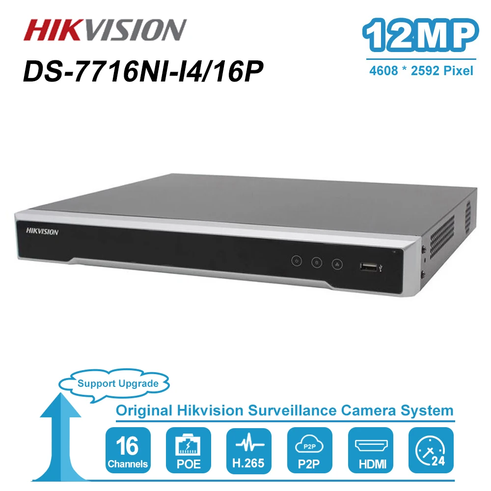 HIK H.265 4K NVR 16CH DS 7716NI I4/16 P Профессиональный POE для системы видеонаблюдения HDMI