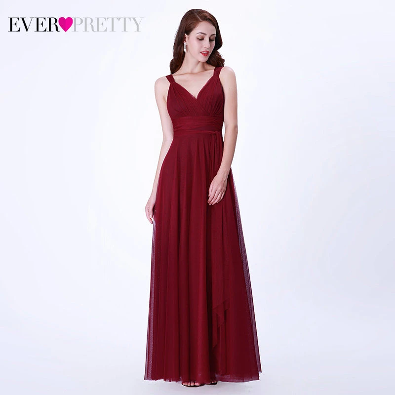 Длинные платья для выпускного Ever Pretty, платья из тюля с V-образным вырезом, без рукавов, трапециевидного силуэта, сине-зеленого, розового цвета, EP07303, весна-лето