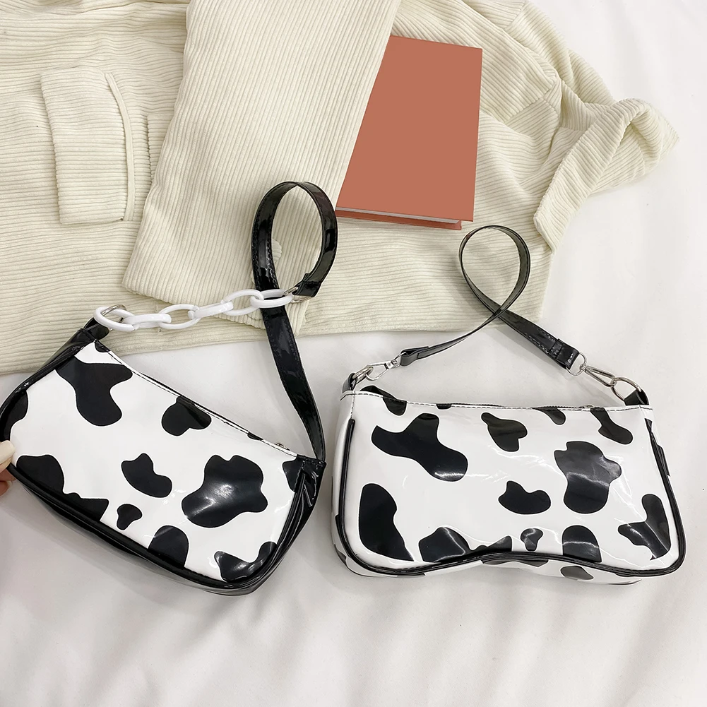 

Fashion Women Cow Pattern Printing PU Leather Shoulder Underarm Bag Zipper Purse Tote Handbag
