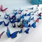 3 @ #12 шт.лот, Красочные бабочки, магниты на холодильник, 3D бабочки, дизайнерские художественные наклейки, комнатные магнитные украшения для дома, Diy украшения стен