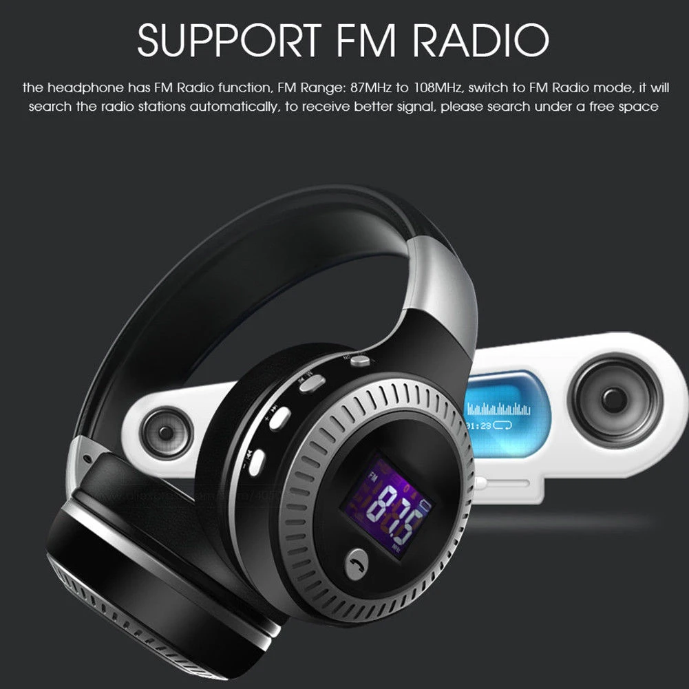 

Беспроводные складные стереонаушники с функцией FM, Bluetooth, 6 цветов
