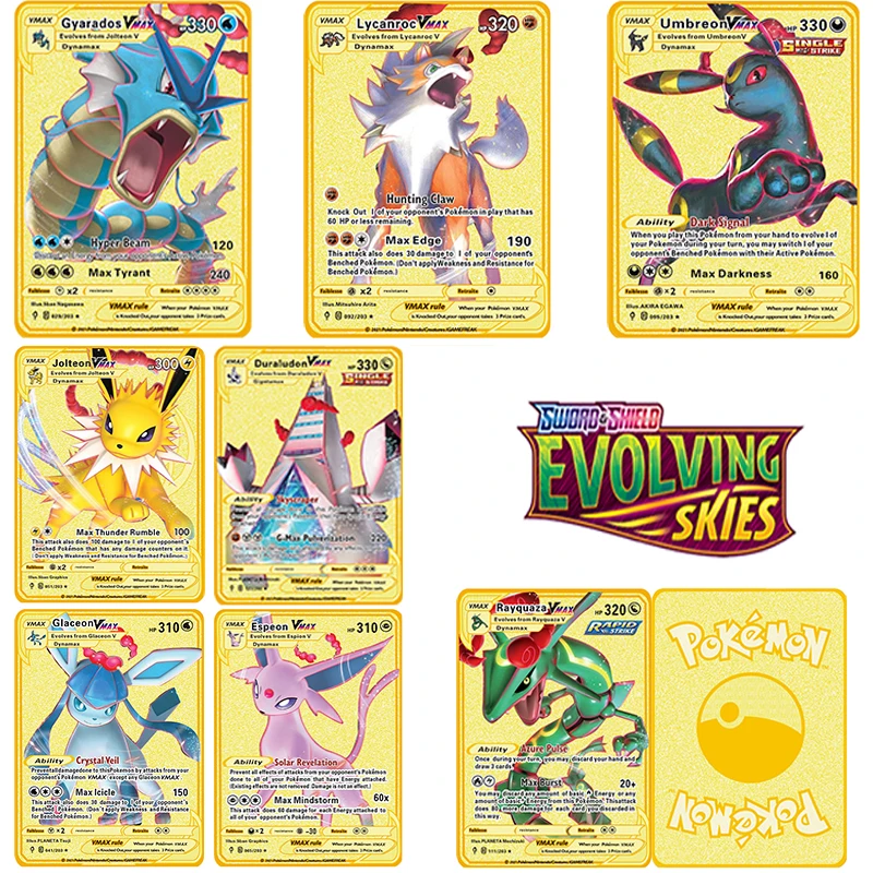 Pokemon English VMAX Пикачу Чаризард Gyarados Duraludon Umbreon Rayquaza Eevee мультяшная фигурка