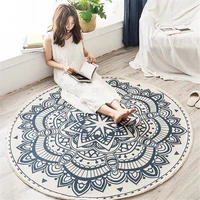 nordic ethnic style round large area rug for bedroom bohemia woven cotton rug carpet knitting floor mat 90cm 120cm 150cm