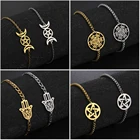 Teamer Винтажный женский браслет из нержавеющей стали, подвеска, коробка, звено, цепочка, амулет, ювелирные изделия, Wicca Викинг, аксессуары, подарок, пентаграмма