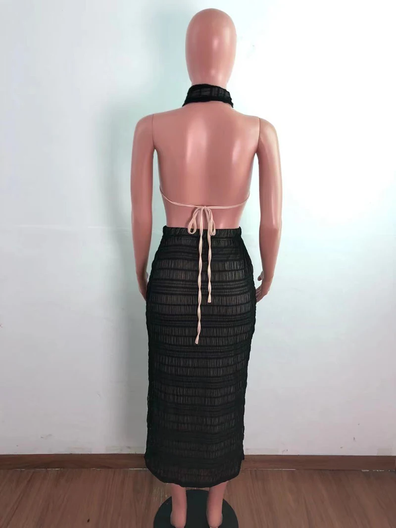 

Bonnie Forest Sexy Cut Out Ruched Crop Top And Skirt Set 2 Pieces Womens Laced Back Pleated Matching Set Skinny Party Club Wears