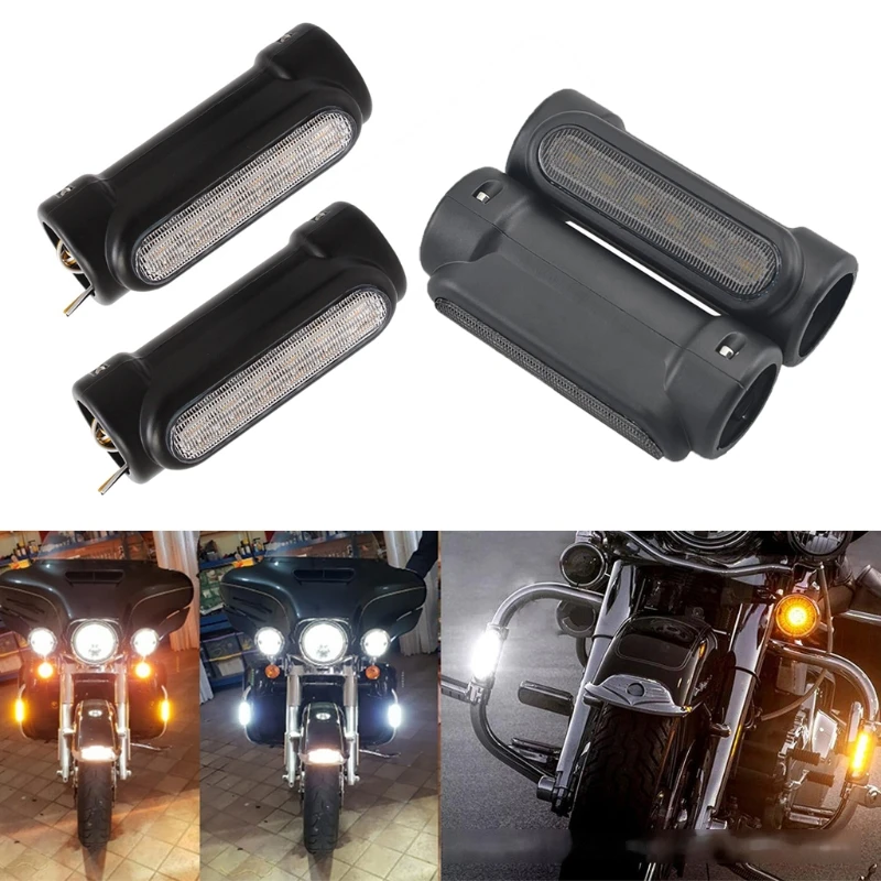 

Motorcycle Highway Crash Bar lamp LED Switchback Light Amber Turn Signal Clear Smoke Lens Driving Light/Turn Signal