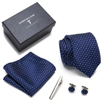 newest style nice handmade brand woven 100 silk tie handkerchief cufflink set necktie box plaid dropshipping fit group