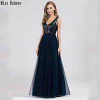 dd jyoy tulle a line prom dress long simple style 2020 new v neck long evening dress open back sequined body sleeveless