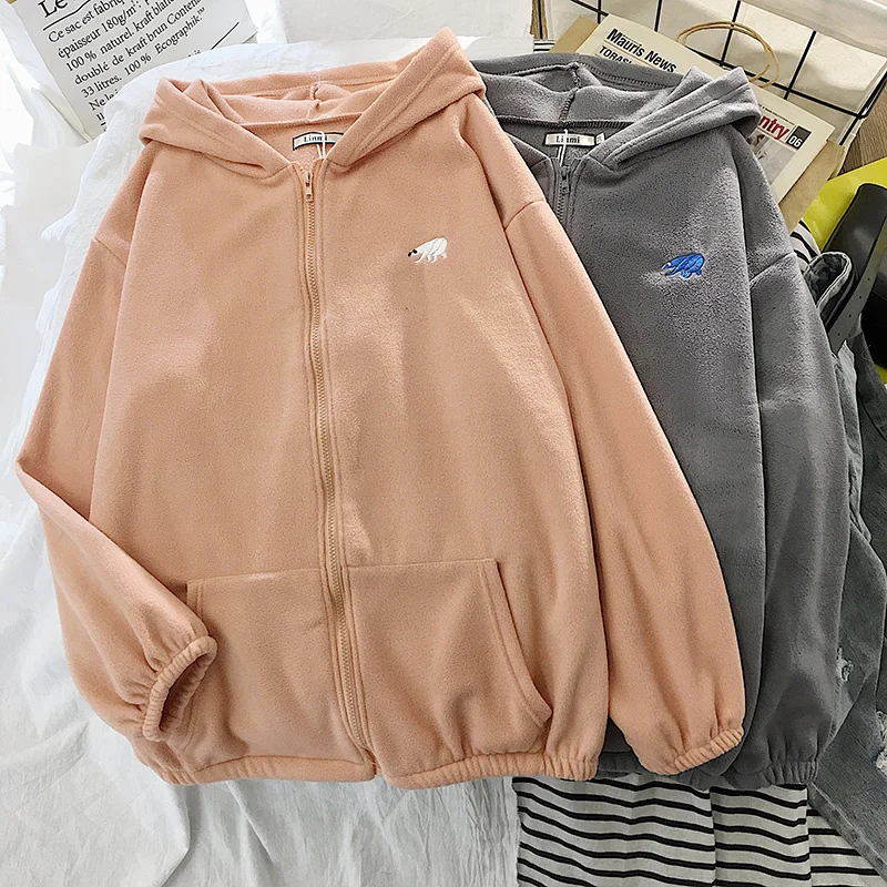 Толстовка Женская бархатная утепленная модный Свободный свитшот на молнии в