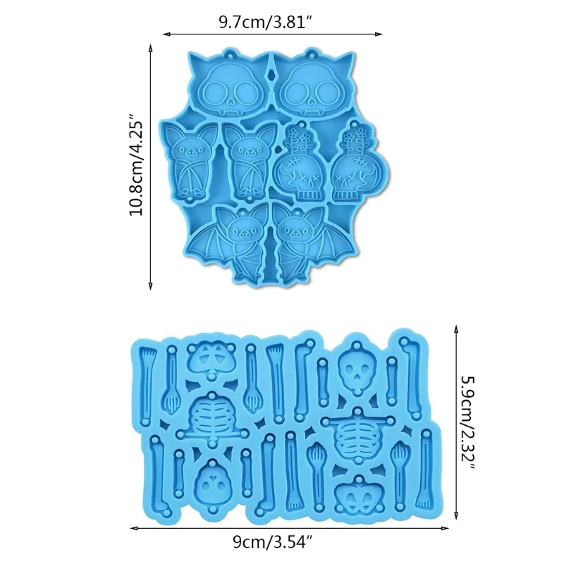 

2 Pcs/Set Skull Bat Earrings Epoxy Resin Mold Ear Drop Dangle Pendant Silicone Mould DIY Crafts Jewelry Necklace Casting Tools