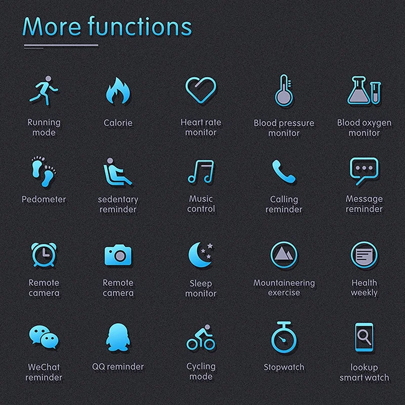 

QS09 Smart Watch IP67 Waterproof Heart Rate Sleep Monitoring Fitness Tracker Music Control Sports HD Full Press Screen Blue