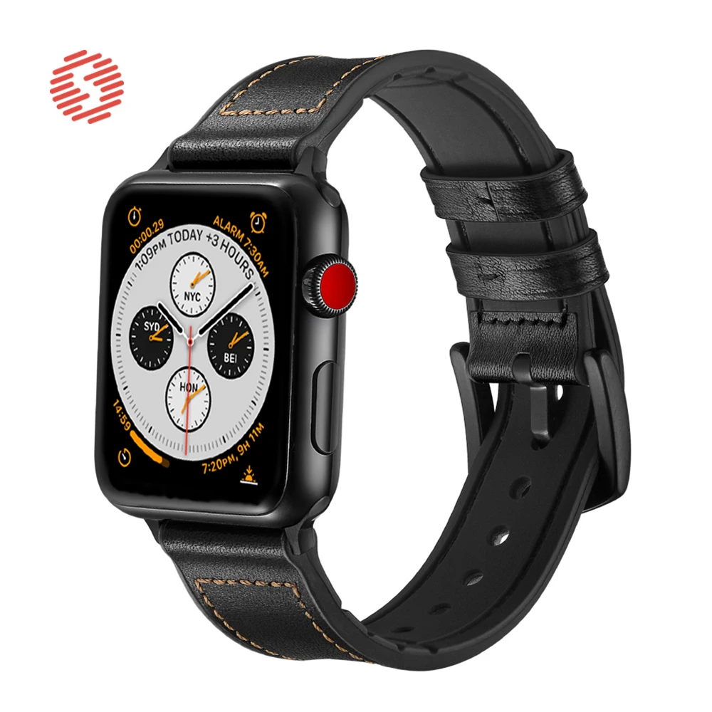 Ремешок для часов ShengOne из кожи и мягкого силикона модный ремешок Apple Watch Series 5 4 40 44