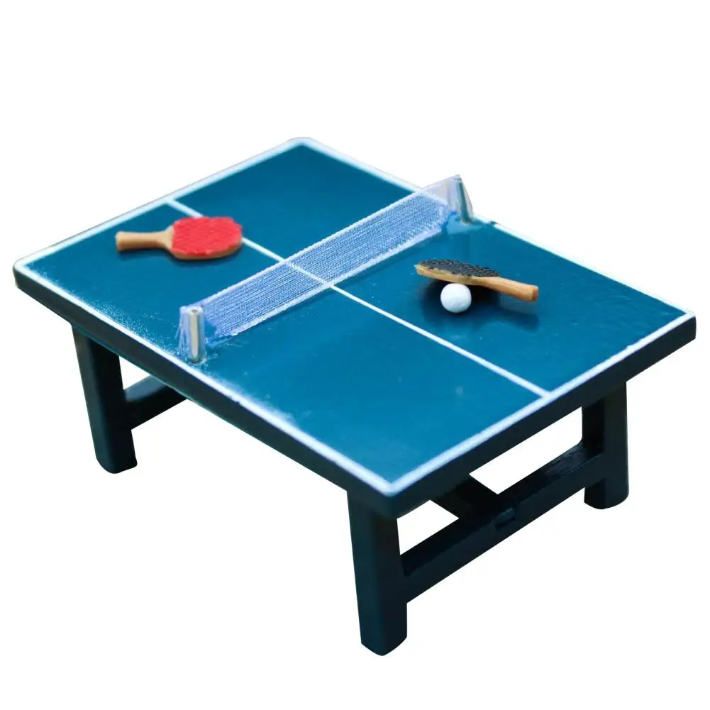 

1:12 Miniature Dollhouse 3D Wooden Furniture Children Gift Miniature Table Tennis Set Realistic Wooden Toy