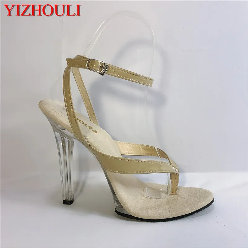 

12 cm high heels fashion ladies sandals, transparent high heels ladies party wedding shoes, nude tape-dancing shoes