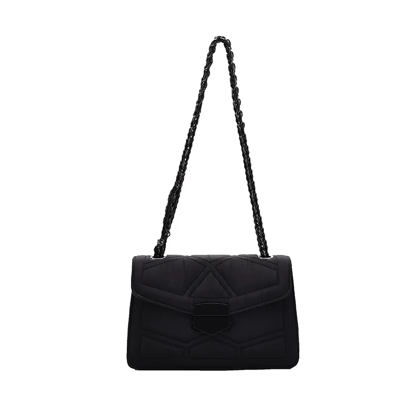 

Embroidery Thread Brand Designer PU Leather Crossbody for Women 2021 Simple Fashion Chain Shoulder Bag Lady Luxury Handbags