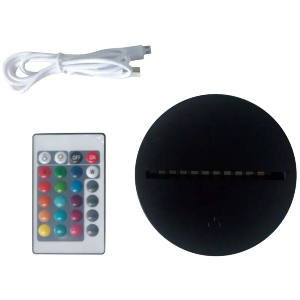 

3D Led Lamp Night Light Base Abs Acrylic Portable And Lightweight Remote Control/Touch Type Light Base Black Suitable Festival