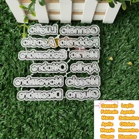 new 12pcs 12 months italy words metal cutting die mold frame for scrapbook photo album decoration carving handmade paper card