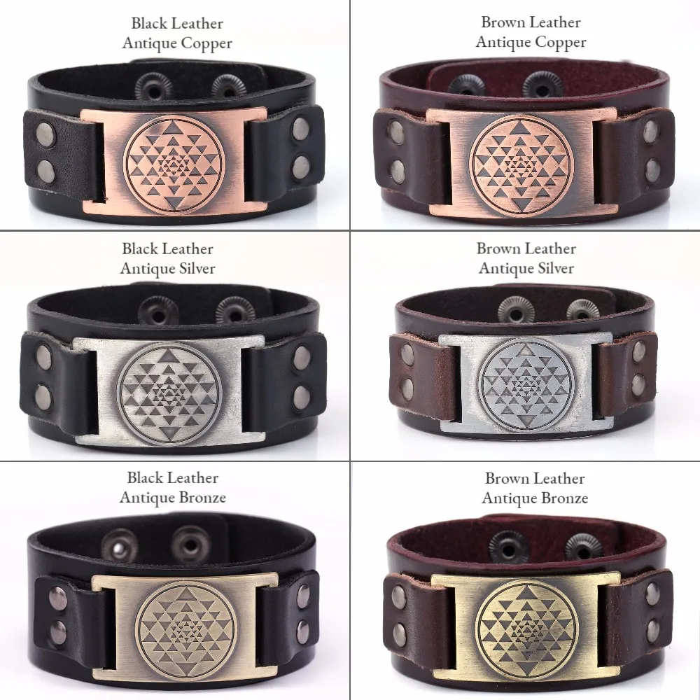 

LIKGREAT Sri Yantra Mandala Sacred Geometry Talisman Leather Wrap Bracelets for Women Men Energy Spiritual Buddhist Jewelry Gift