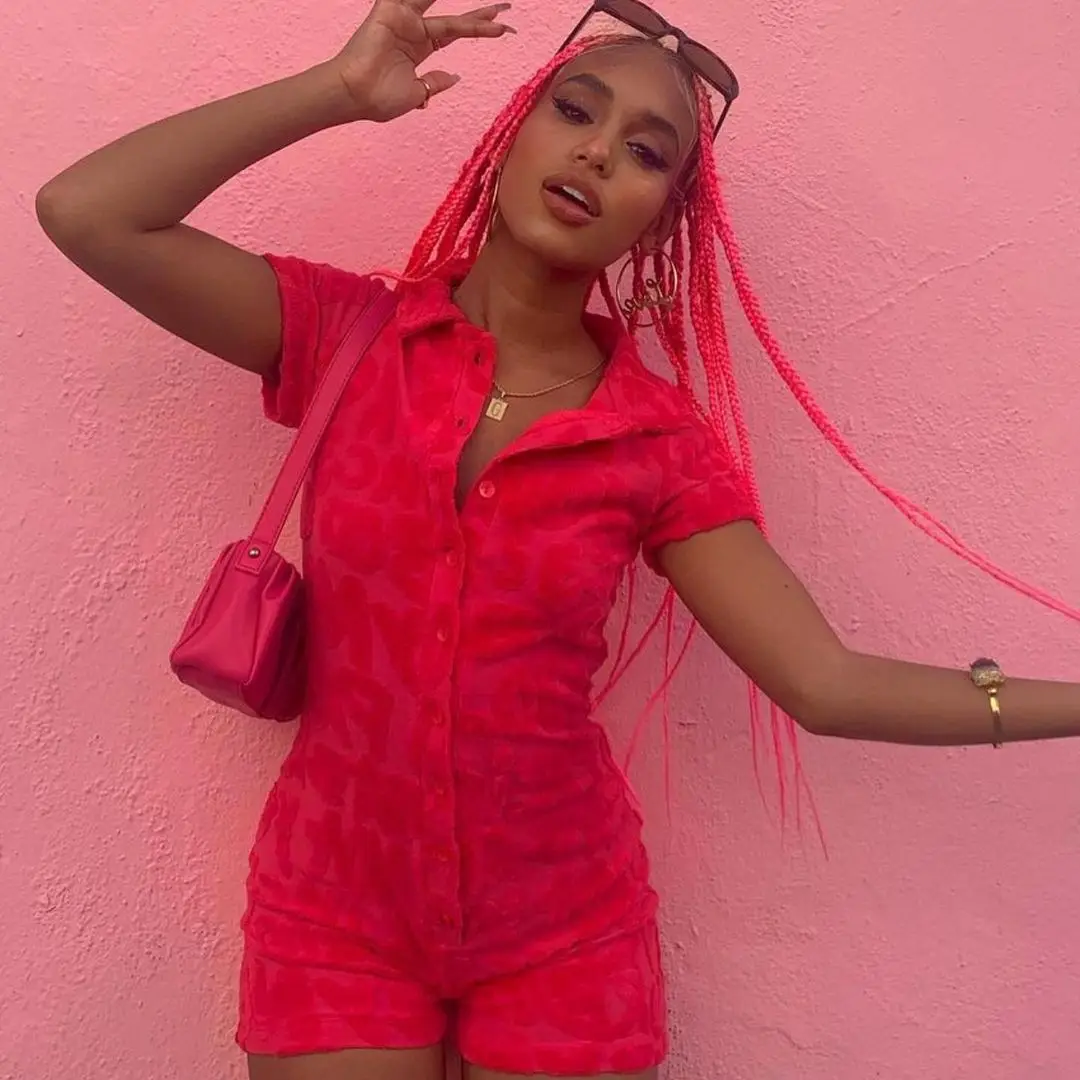 Комбинезон женский на пуговицах с принтом пикантный Повседневный ромпер