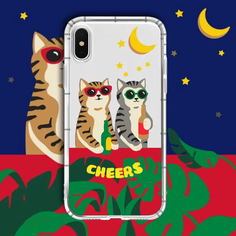

Cute Cat with Glasses Phone Case for IPhone 11 Case 12 Pro Max XR X XS Soft TPU Silicone for IPhone 6 7 8 Back Cover Phone Cases