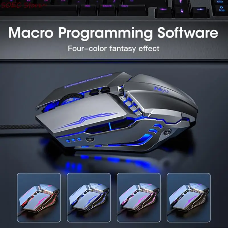 

Эргономичная Проводная игровая мышь со светодиодной подсветкой, 3200 DPI, компьютерная мышь, 1 шт.